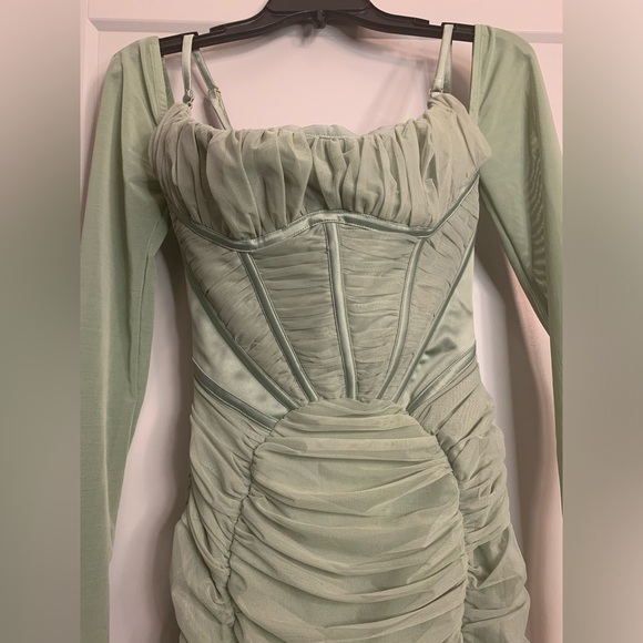 NWT House of CB Freyja Green Gathered Corset Dress Size Small Regular Cup - Picture 6 of 16